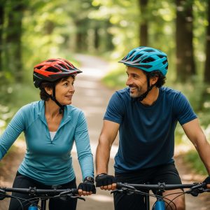 homem e mulher andando de bicicleta