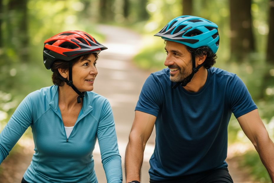 homem e mulher andando de bicicleta